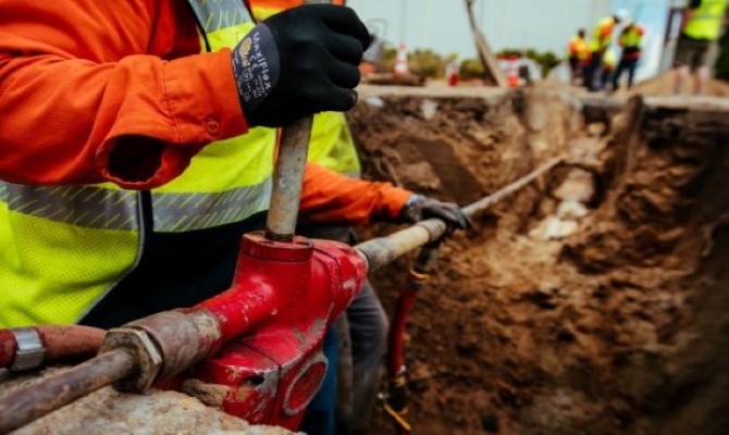 Gas Utility Employee Working on Repairs