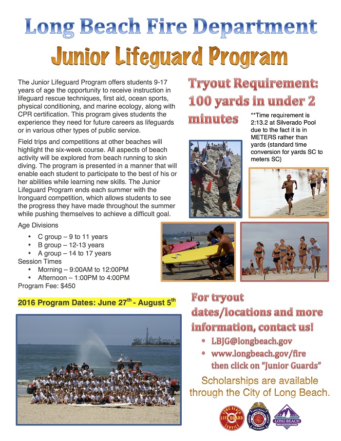 LB Junior Lifeguard Program Tryouts Flier 2016 ENG