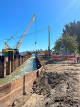 Water Flowing Through The Diversion Channel